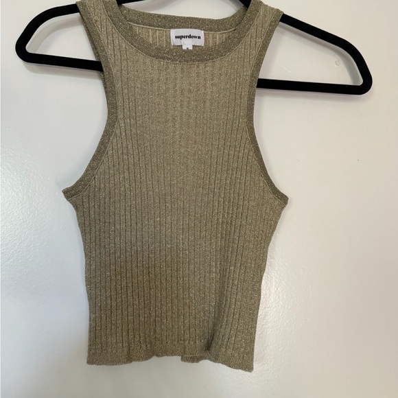 superdown Metallic Gold Ribbed Tank - Picture 4 of 5